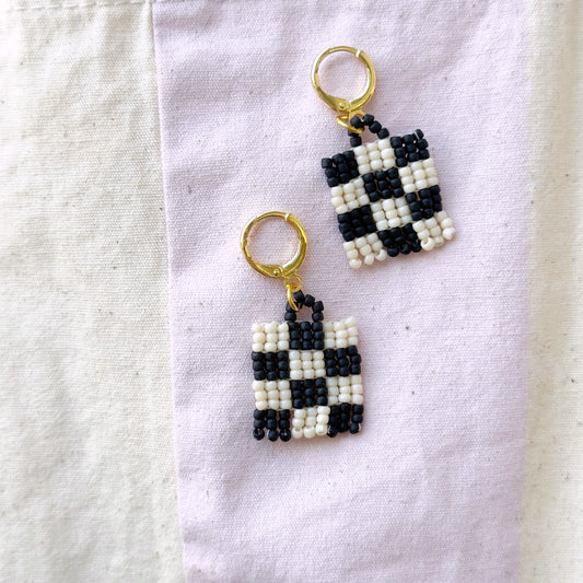 Checkered Beaded Earrings