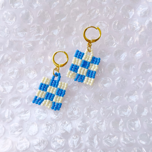 Checkered Beaded Earrings