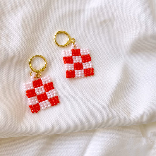 Checkered Beaded Earrings