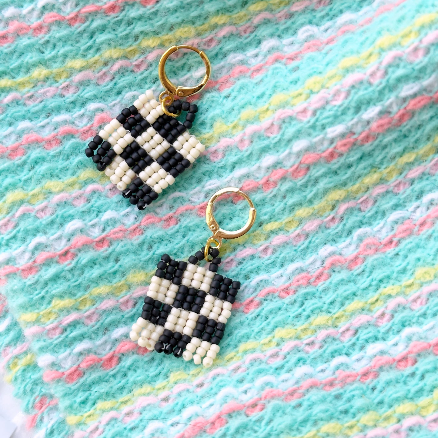 Checkered Beaded Earrings