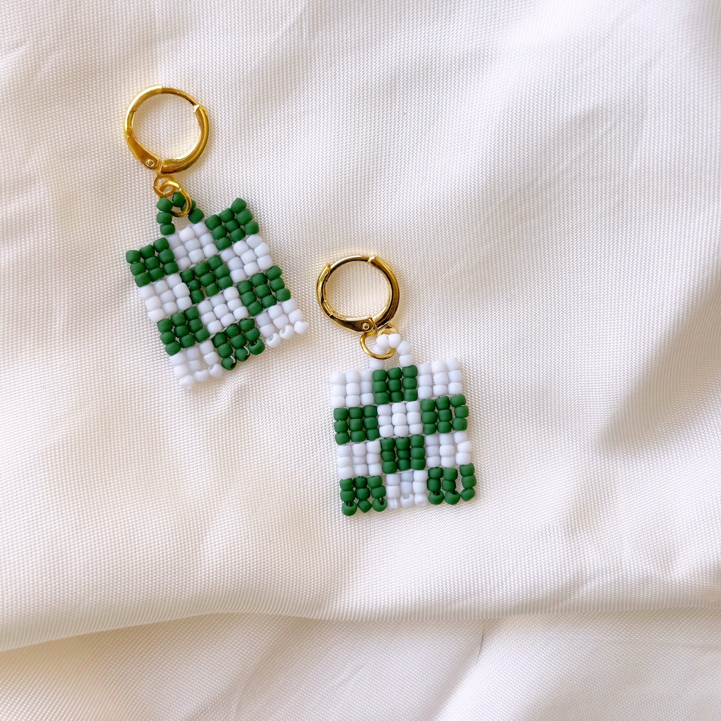 Checkered Beaded Earrings