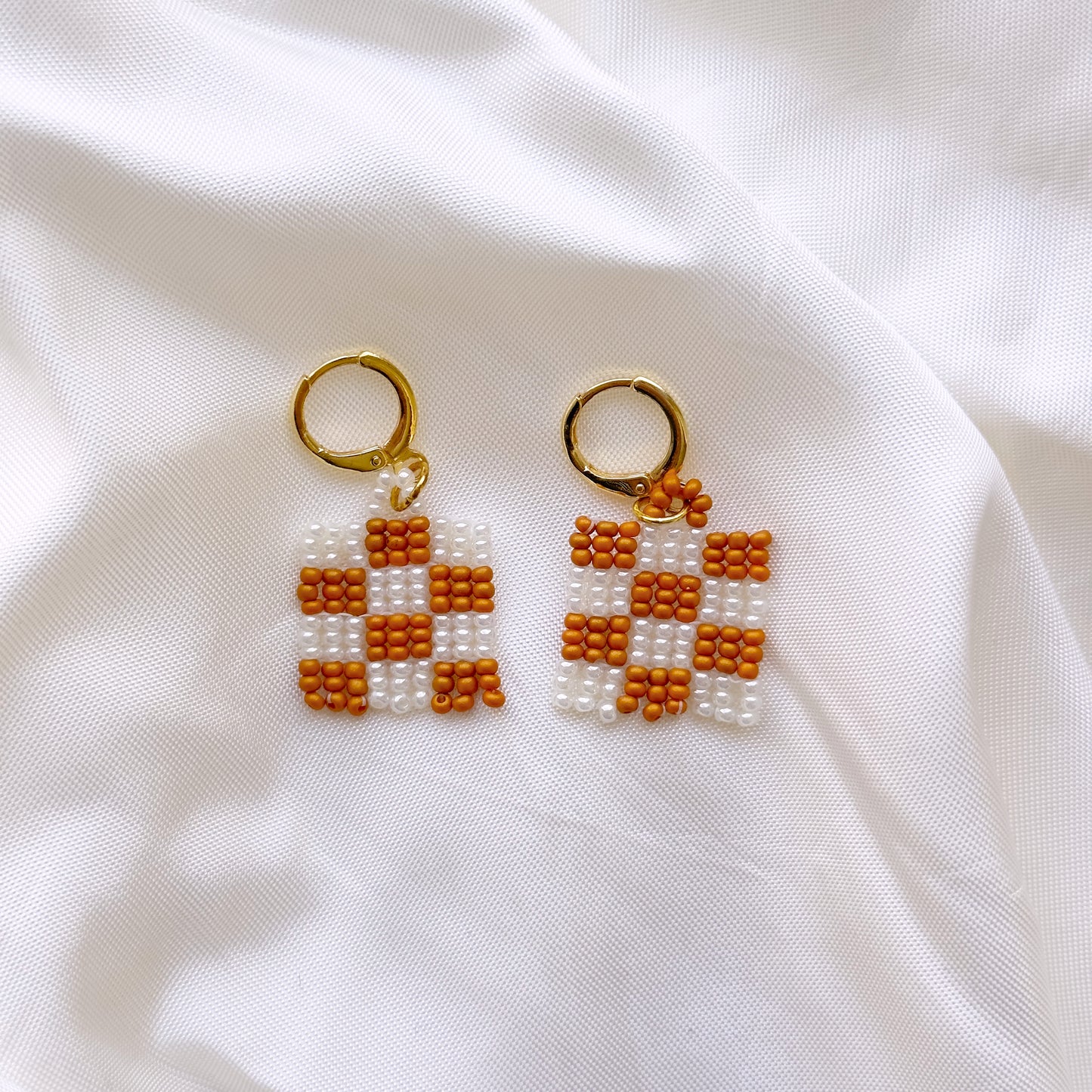 Checkered Beaded Earrings