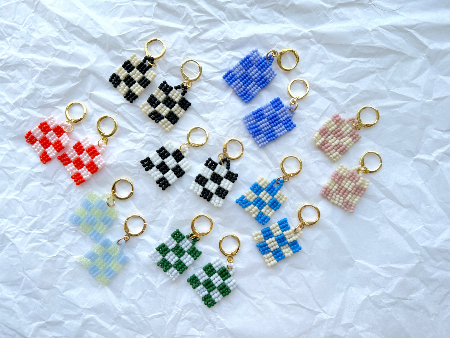 Checkered Beaded Earrings