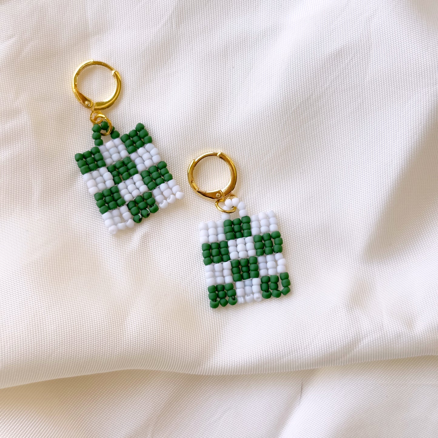 Checkered Beaded Earrings