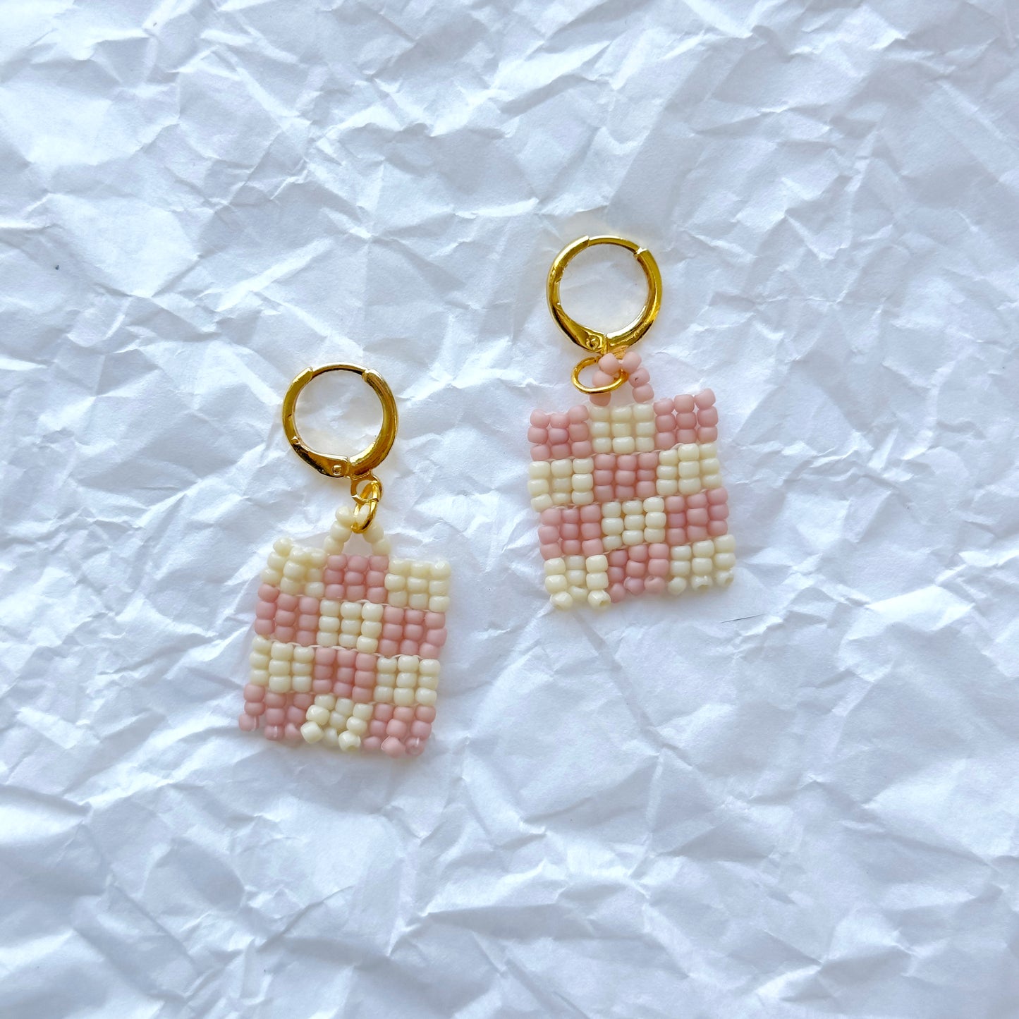 Checkered Beaded Earrings