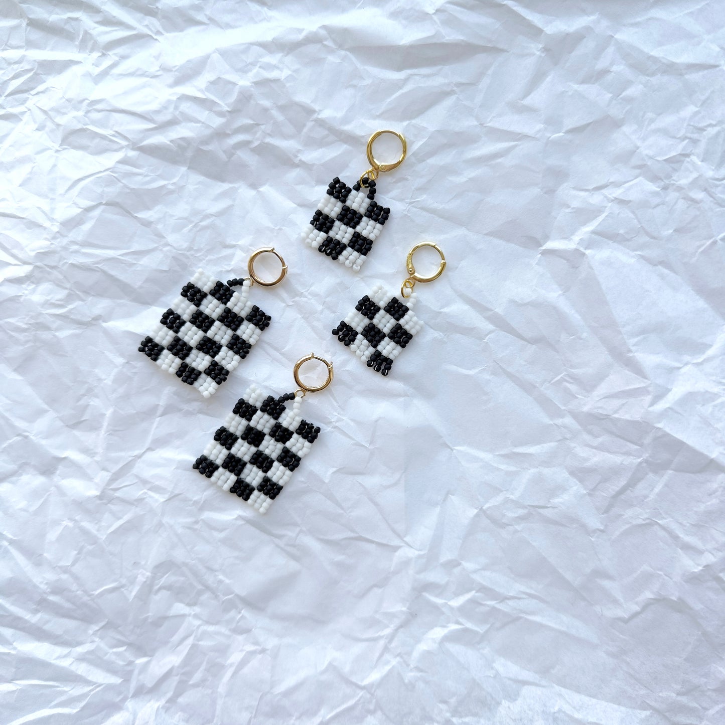 Checkered Beaded Earrings