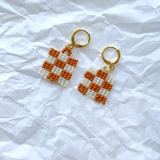 Checkered Beaded Earrings