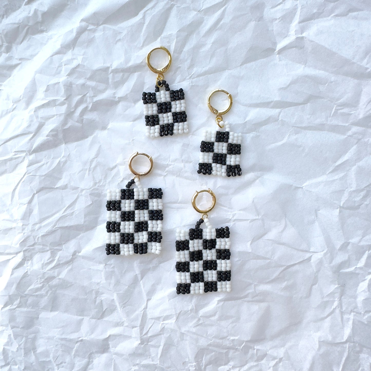 Checkered Beaded Earrings