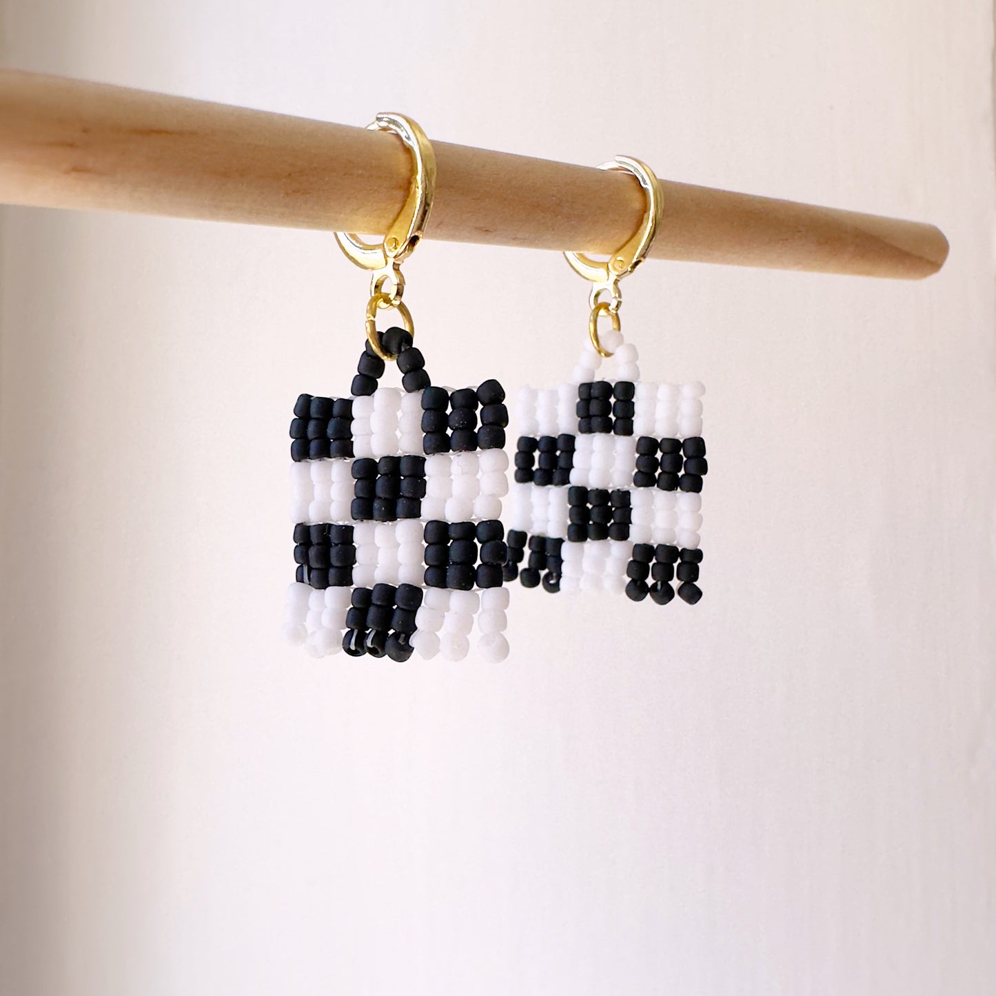 Checkered Beaded Earrings