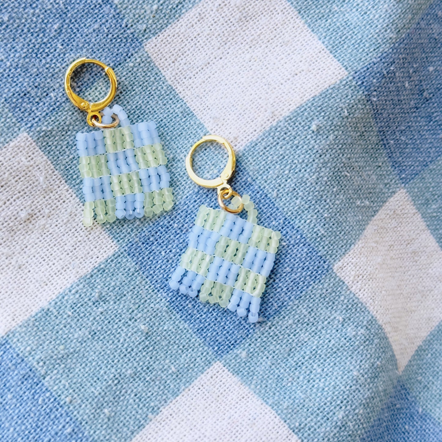 Checkered Beaded Earrings