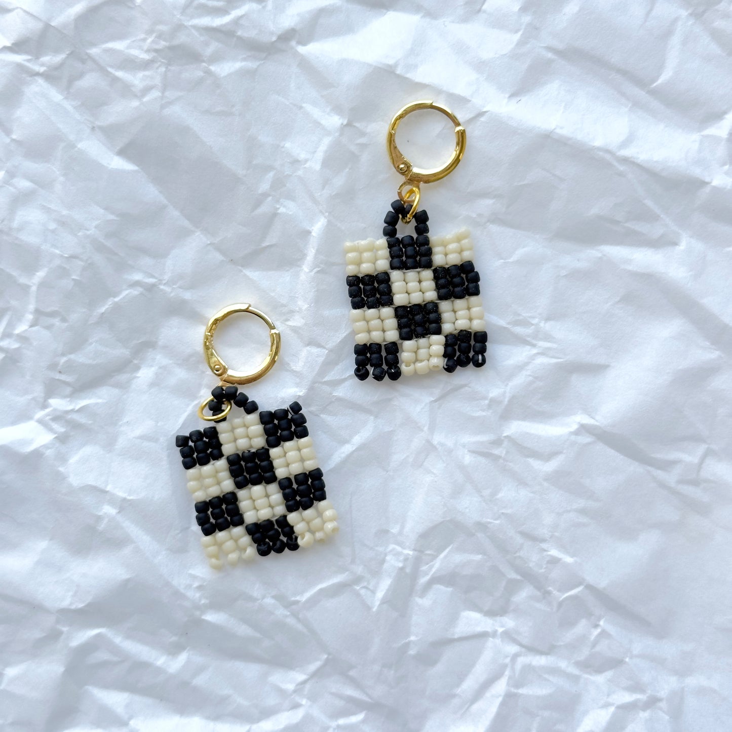 Checkered Beaded Earrings