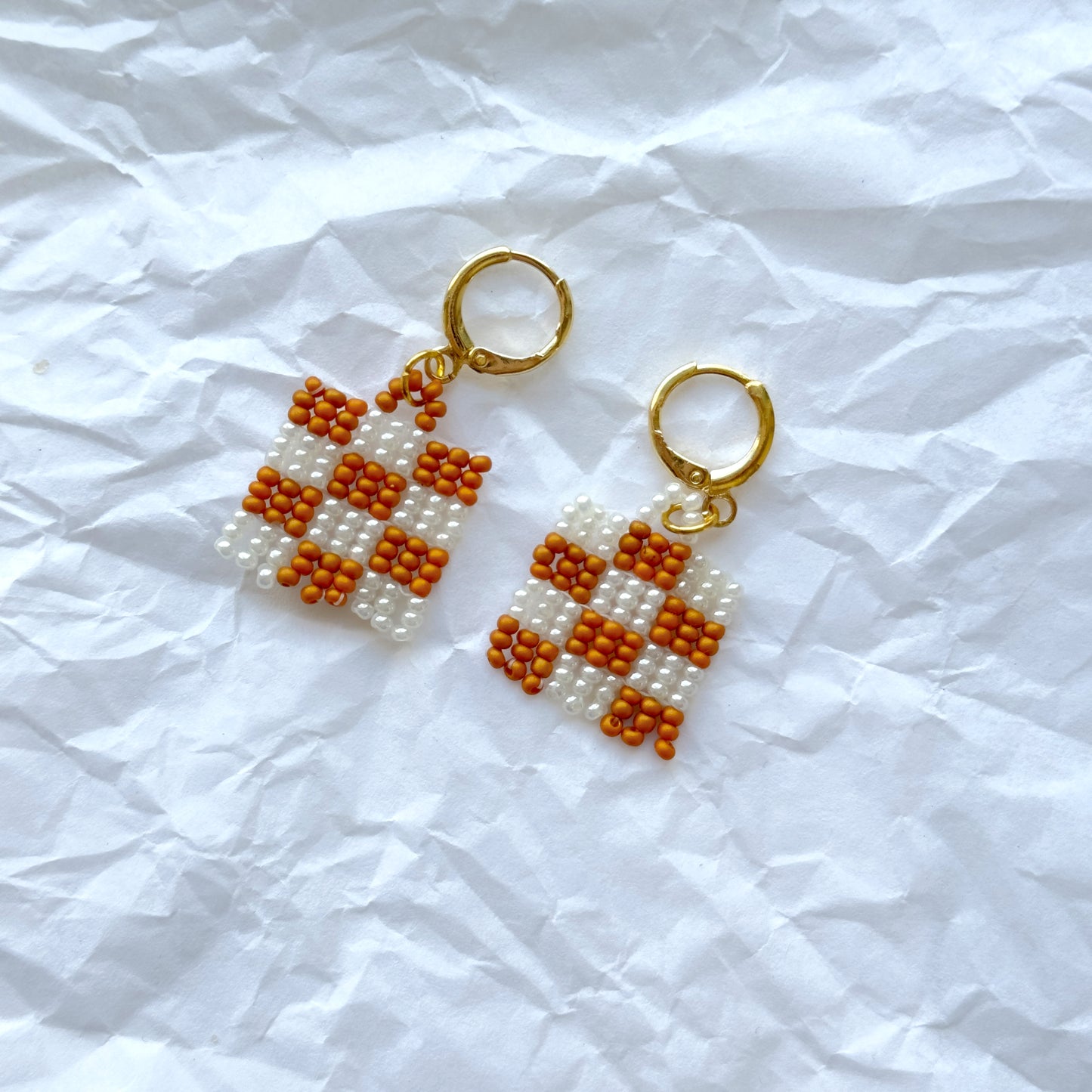 Checkered Beaded Earrings