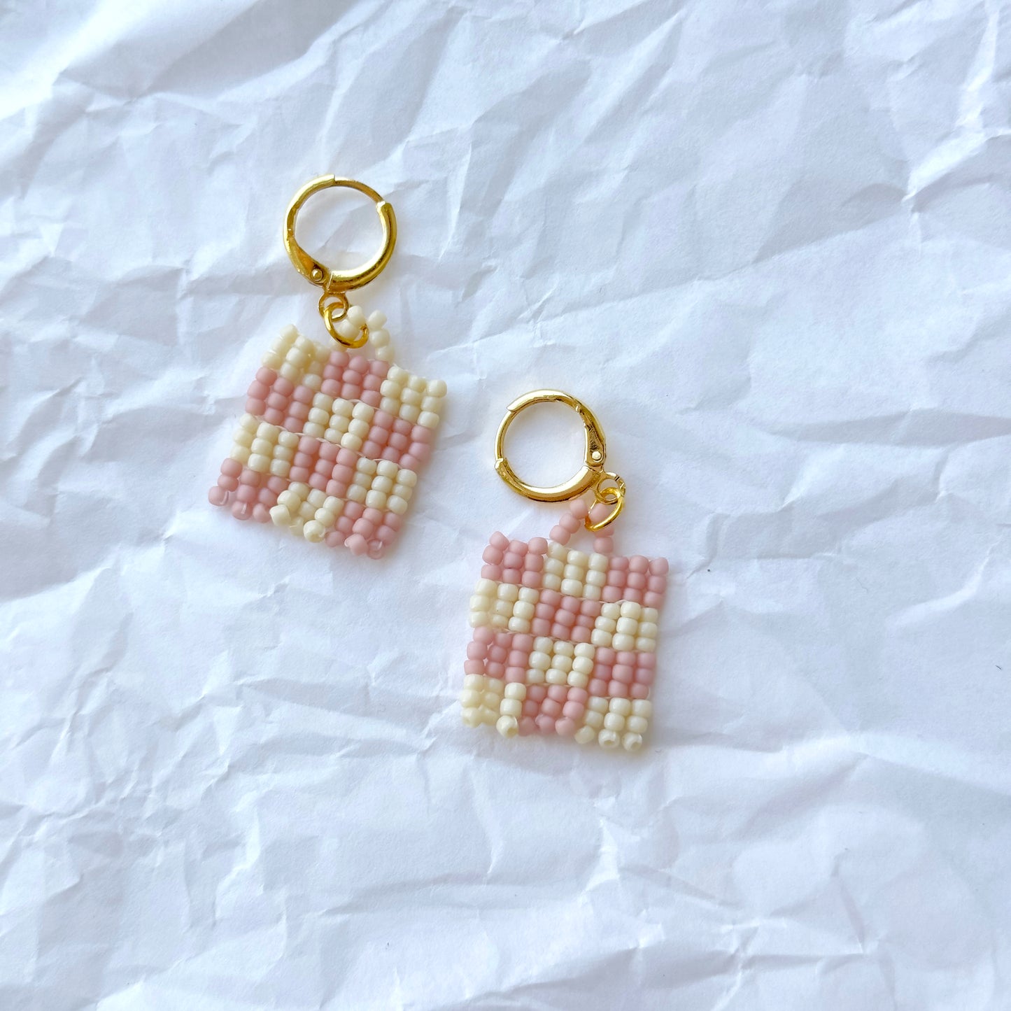 Checkered Beaded Earrings