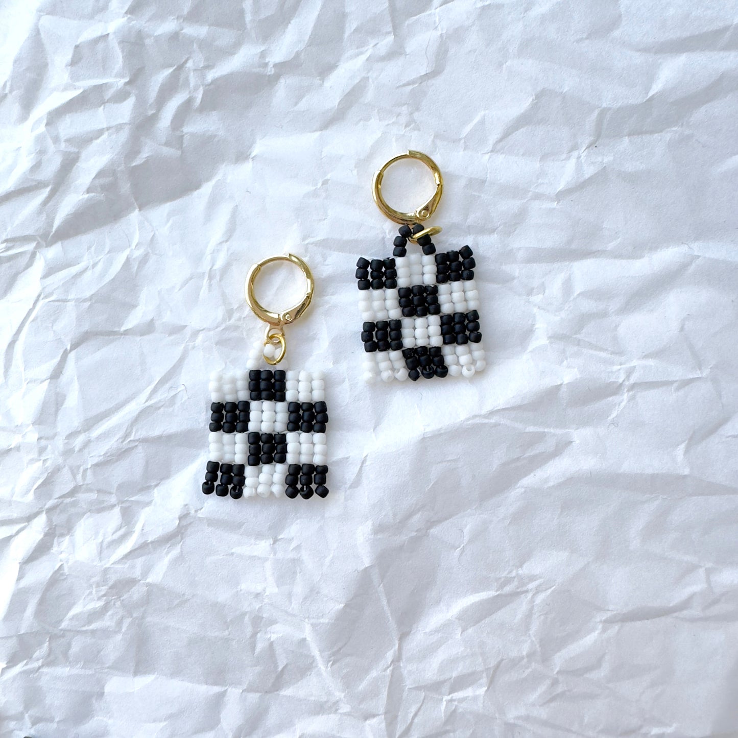 Checkered Beaded Earrings