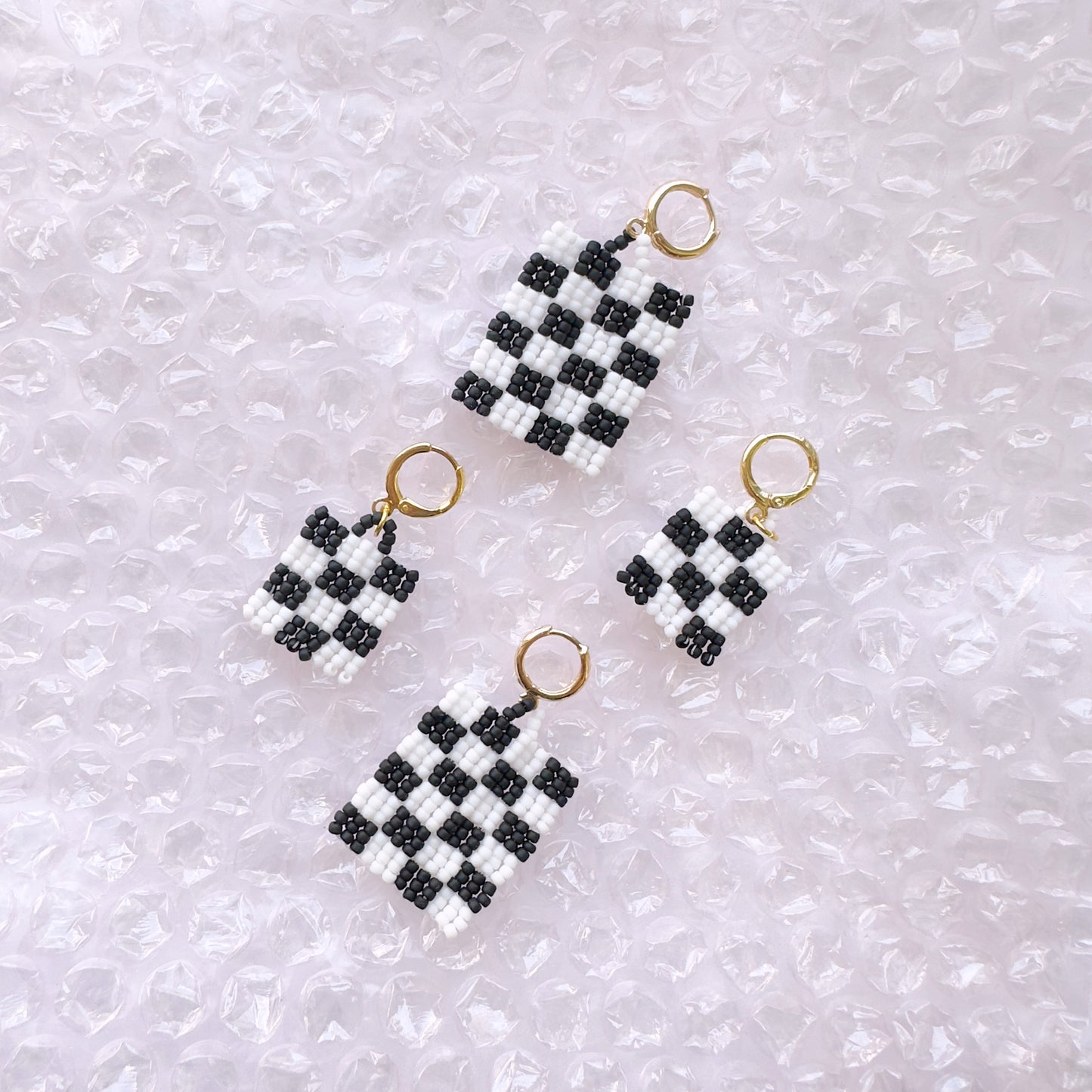 Checkered Beaded Earrings